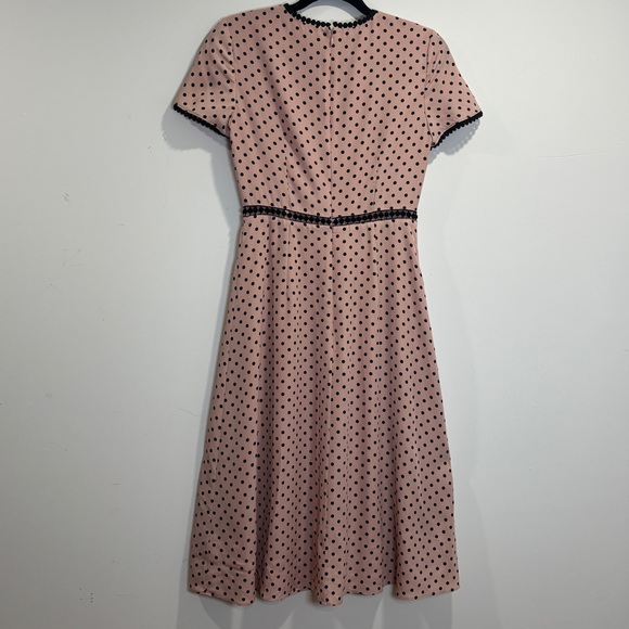 Hobbs London Maria Polka Dot Size 4 Blush Pink Fit & Flare Midi Dress - Picture 9 of 16